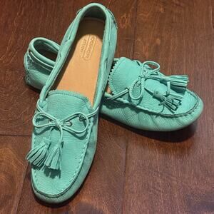 Coach Women’s Nadia Leather Loafers Moccasins Flats Driving Shoes Size 8.5B Aqua